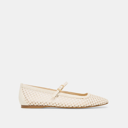 Dolce Vita Reyes White Woven Raffia Ballet Flats