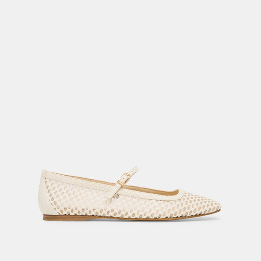 Dolce Vita Reyes White Woven Raffia Ballet Flats