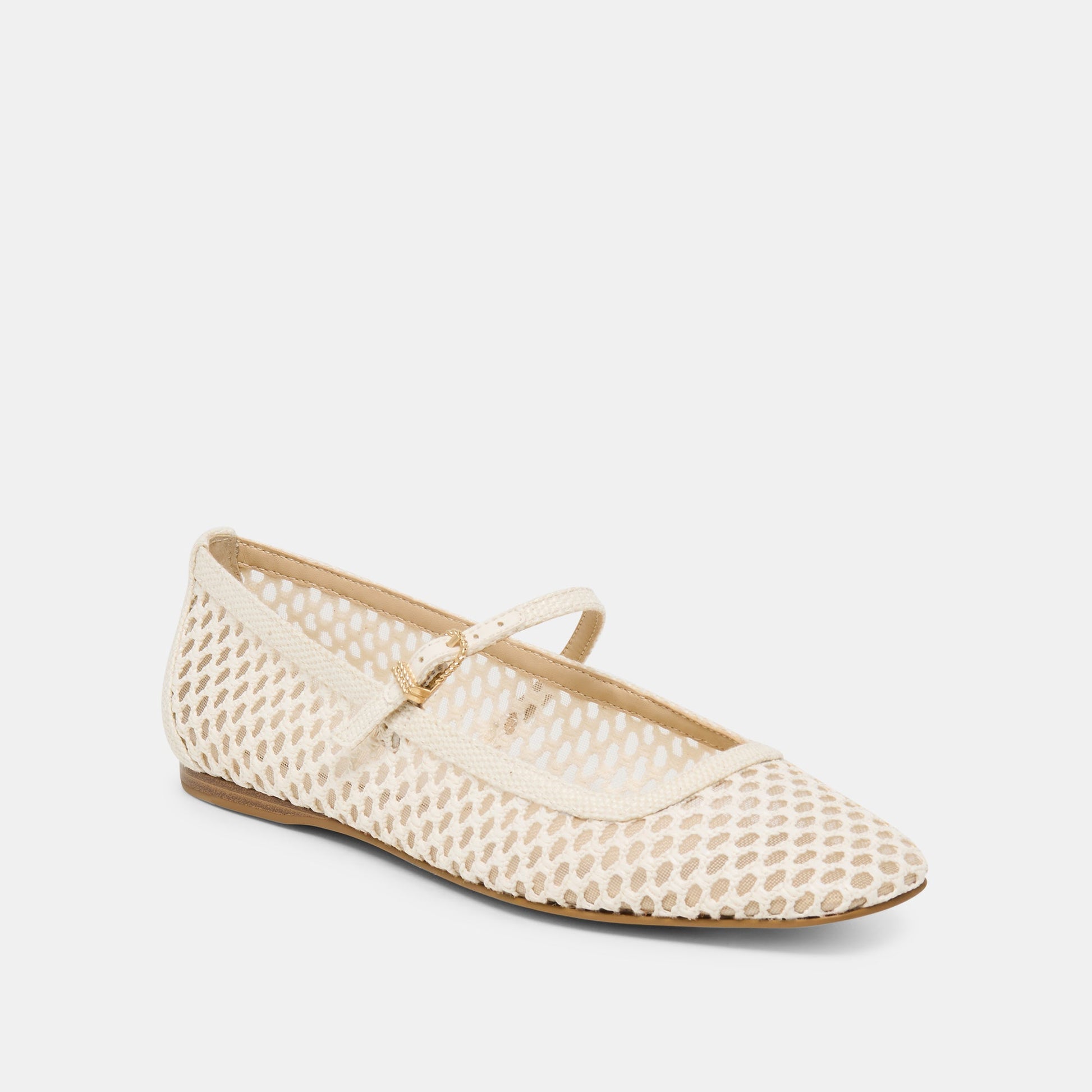 Dolce Vita Reyes White Woven Raffia Ballet Flats