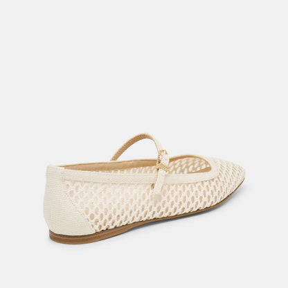 Dolce Vita Reyes White Woven Raffia Ballet Flats