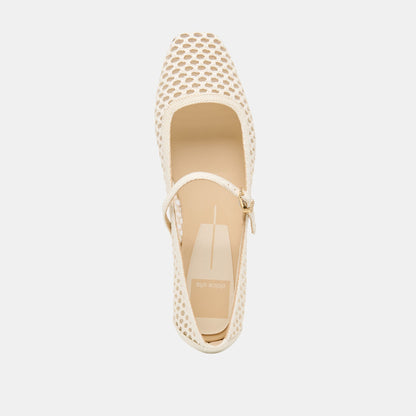Dolce Vita Reyes White Woven Raffia Ballet Flats