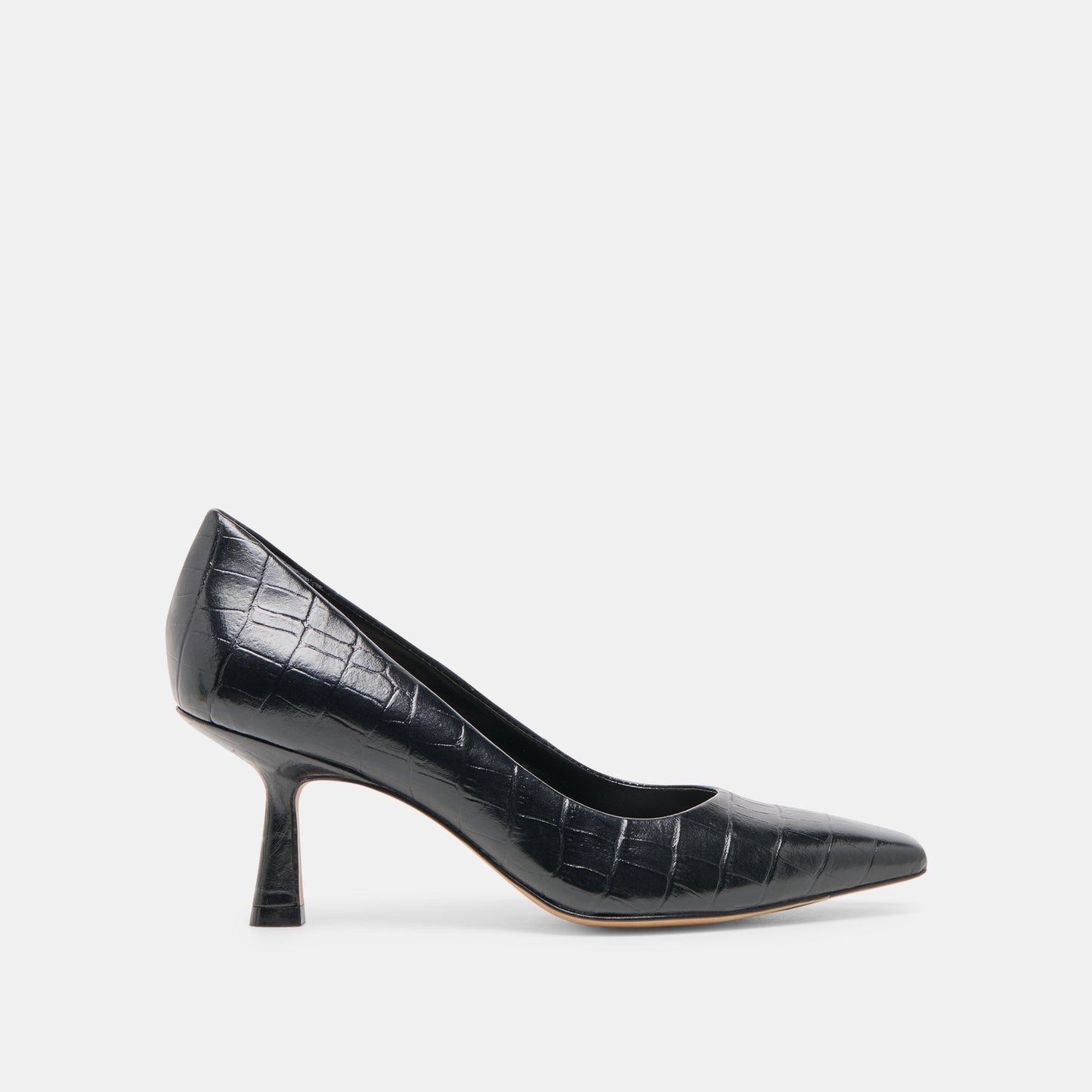 Dolce Vita Briona Noir Croco Embossed Leather Heels
