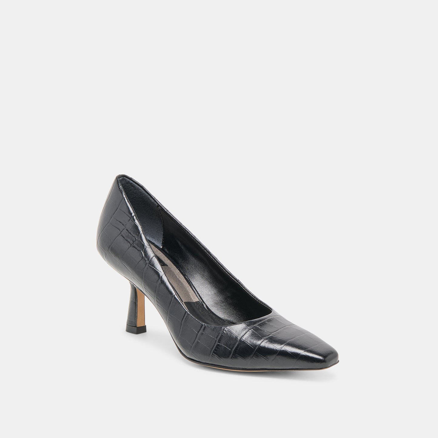 Dolce Vita Briona Noir Croco Embossed Leather Heels