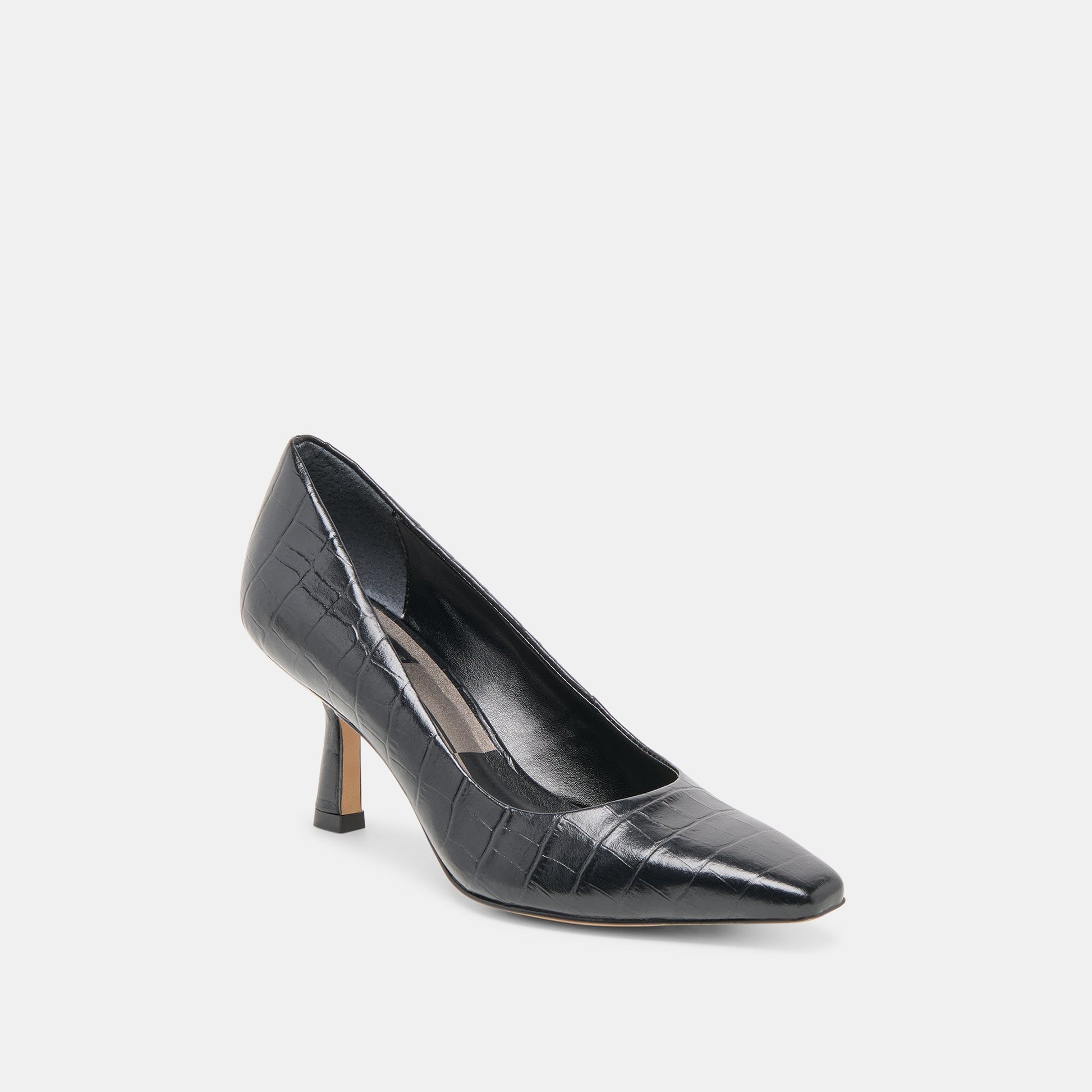 Dolce Vita Briona Noir Croco Embossed Leather Heels