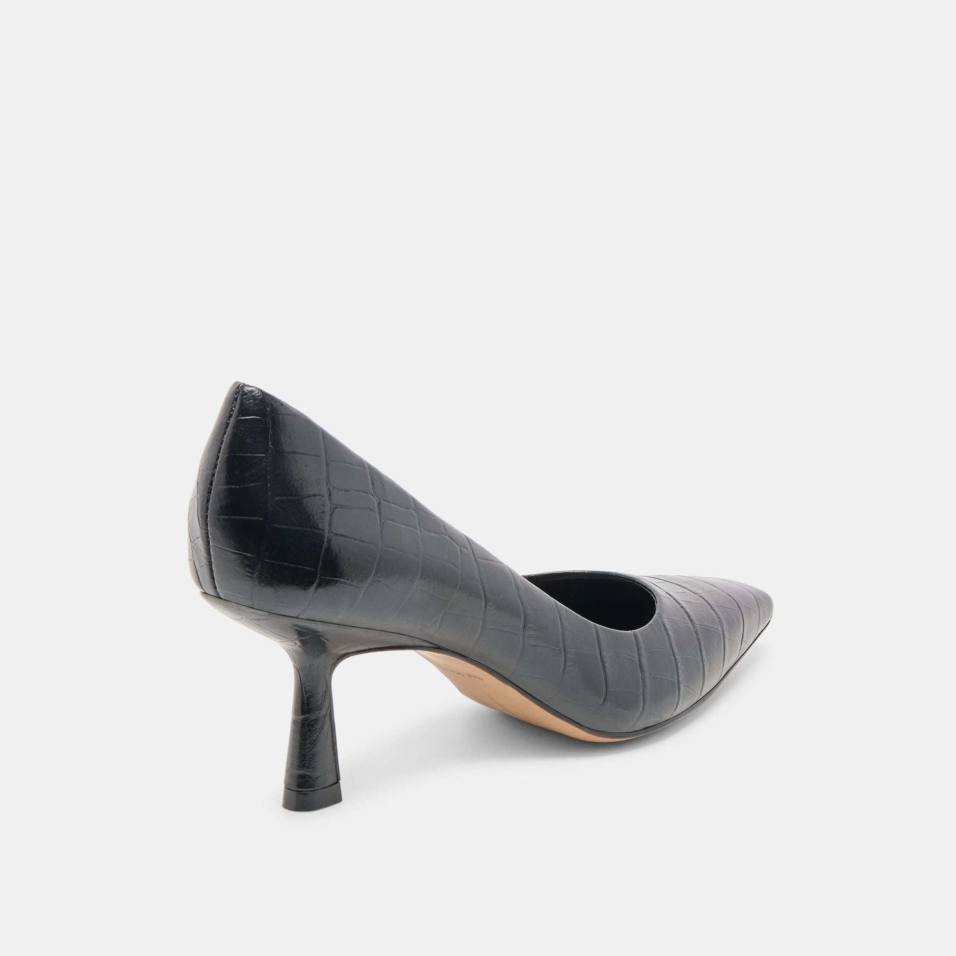 Dolce Vita Briona Noir Croco Embossed Leather Heels