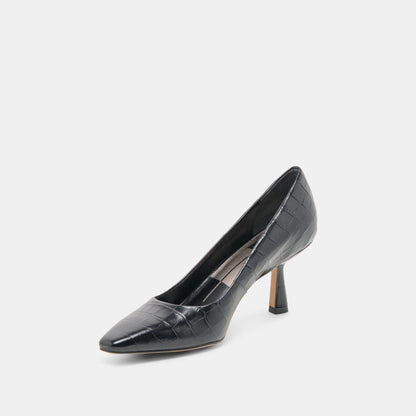 Dolce Vita Briona Noir Croco Embossed Leather Heels