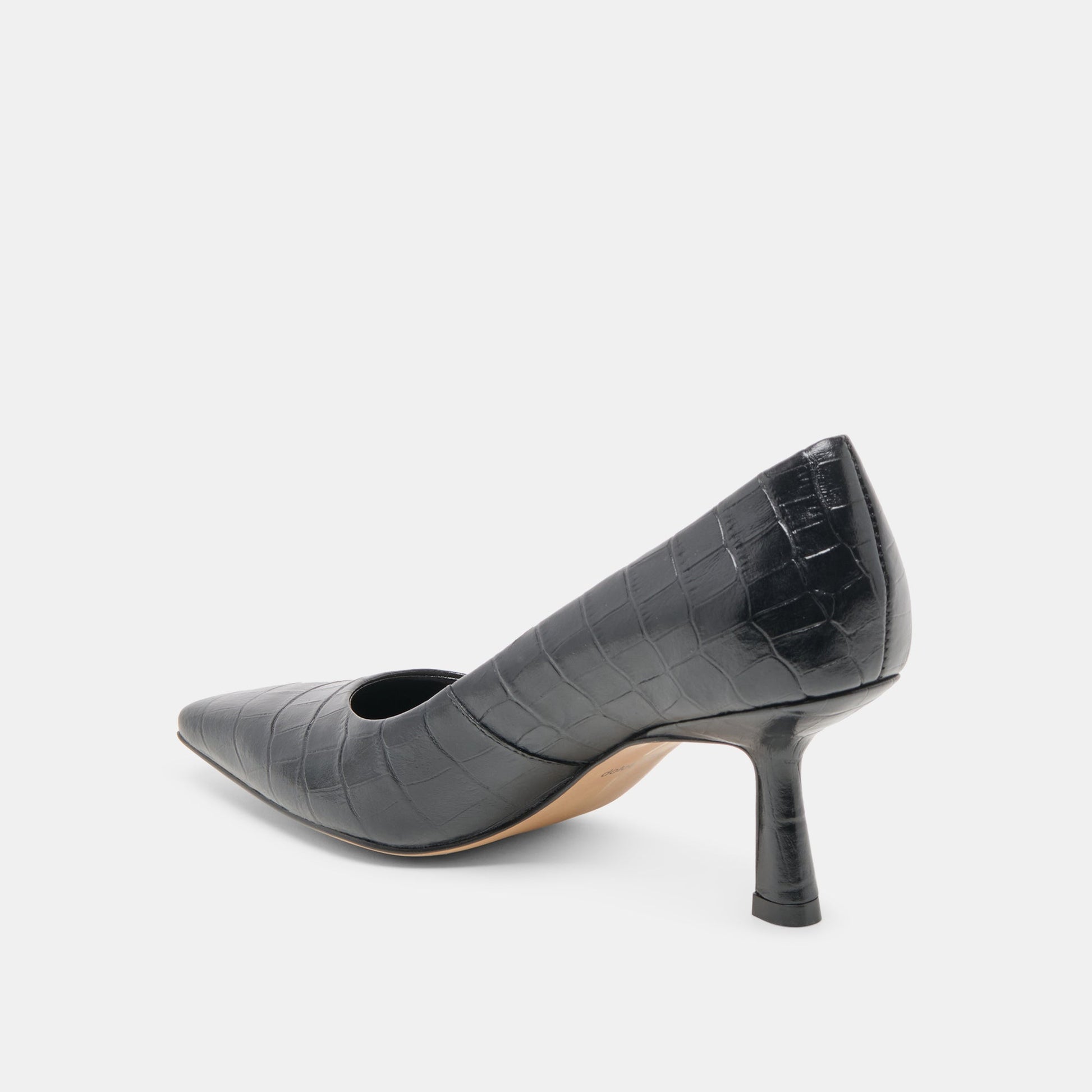 Dolce Vita Briona Noir Croco Embossed Leather Heels