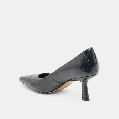Dolce Vita Briona Noir Croco Embossed Leather Heels