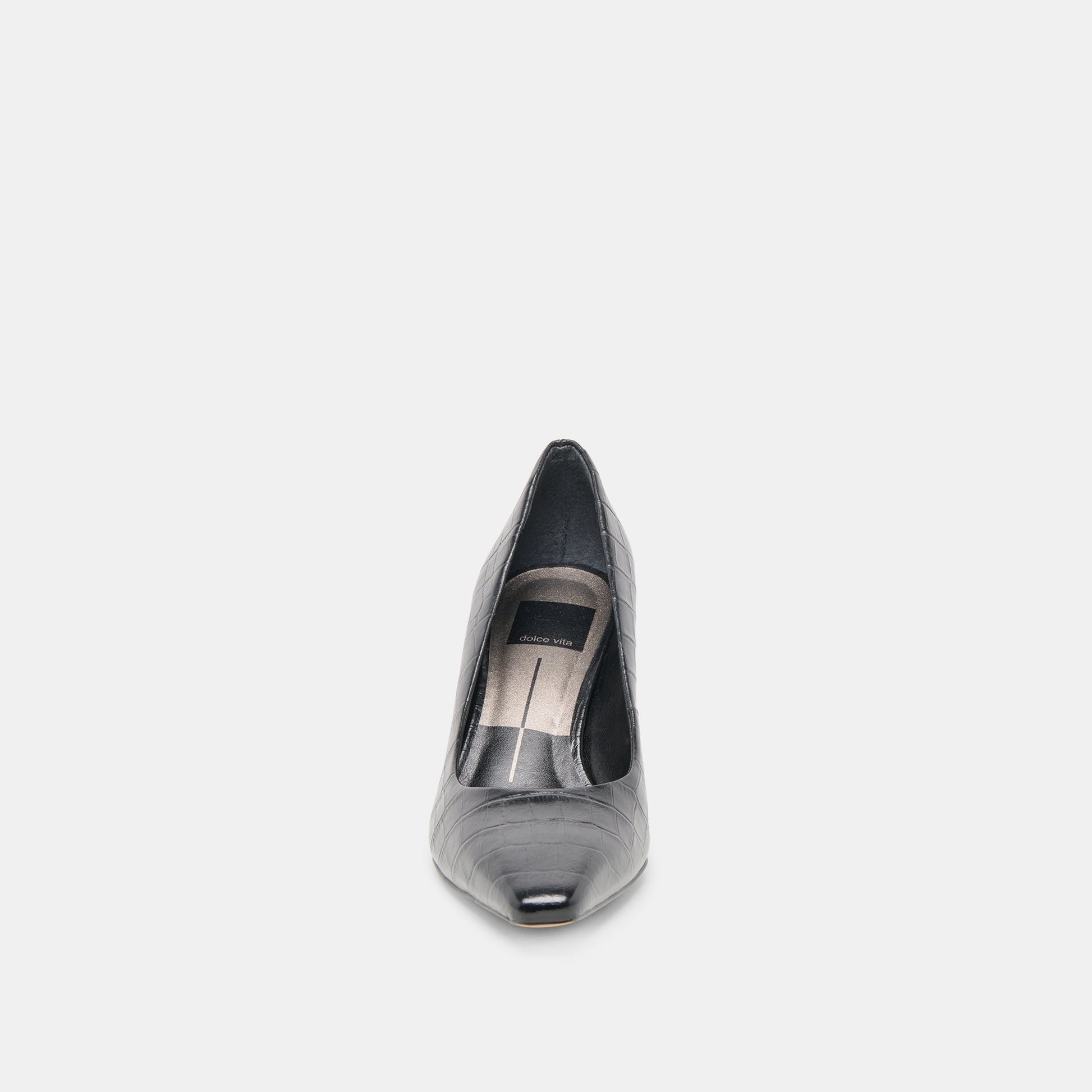 Dolce Vita Briona Noir Croco Embossed Leather Heels