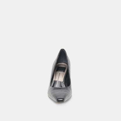 Dolce Vita Briona Noir Croco Embossed Leather Heels