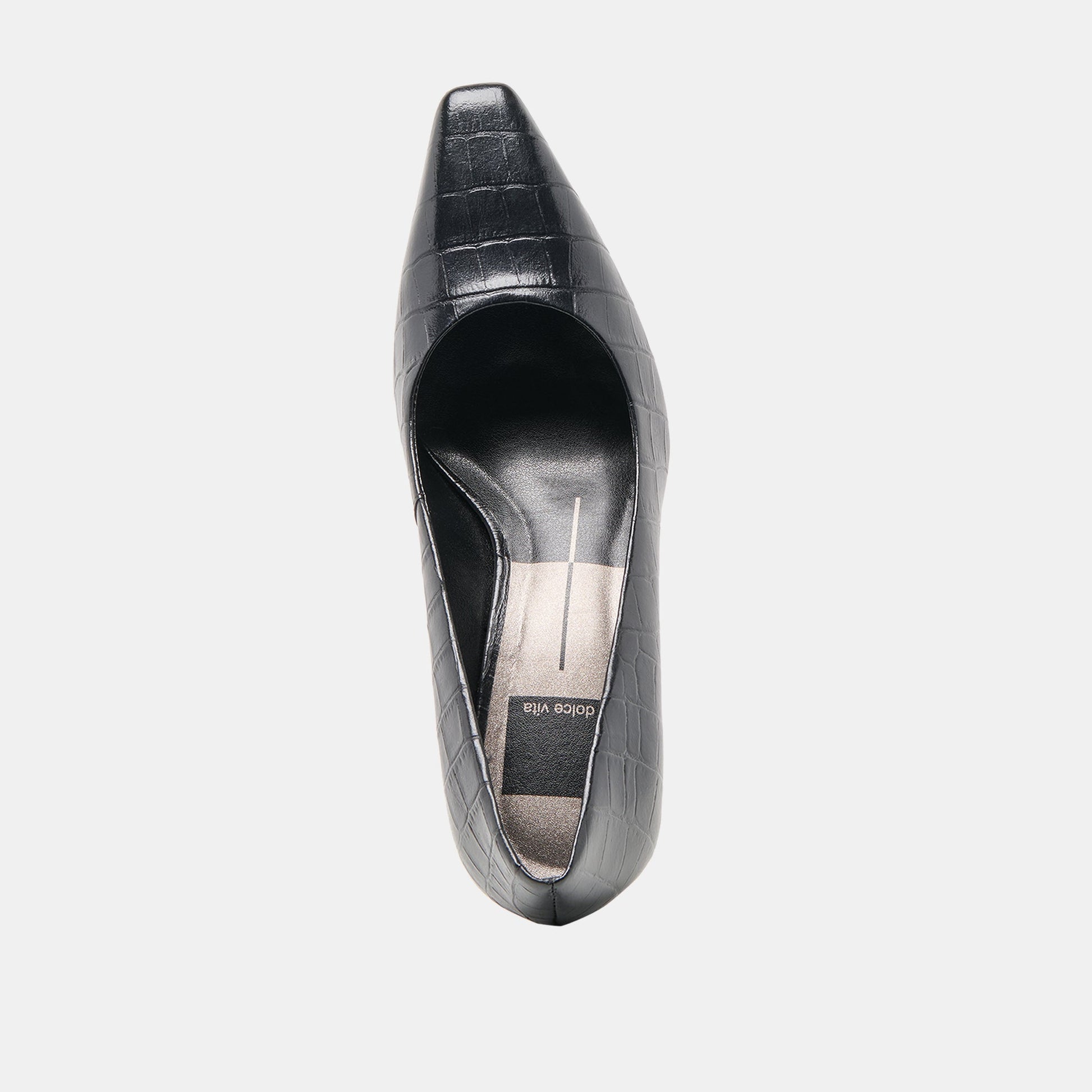 Dolce Vita Briona Noir Croco Embossed Leather Heels