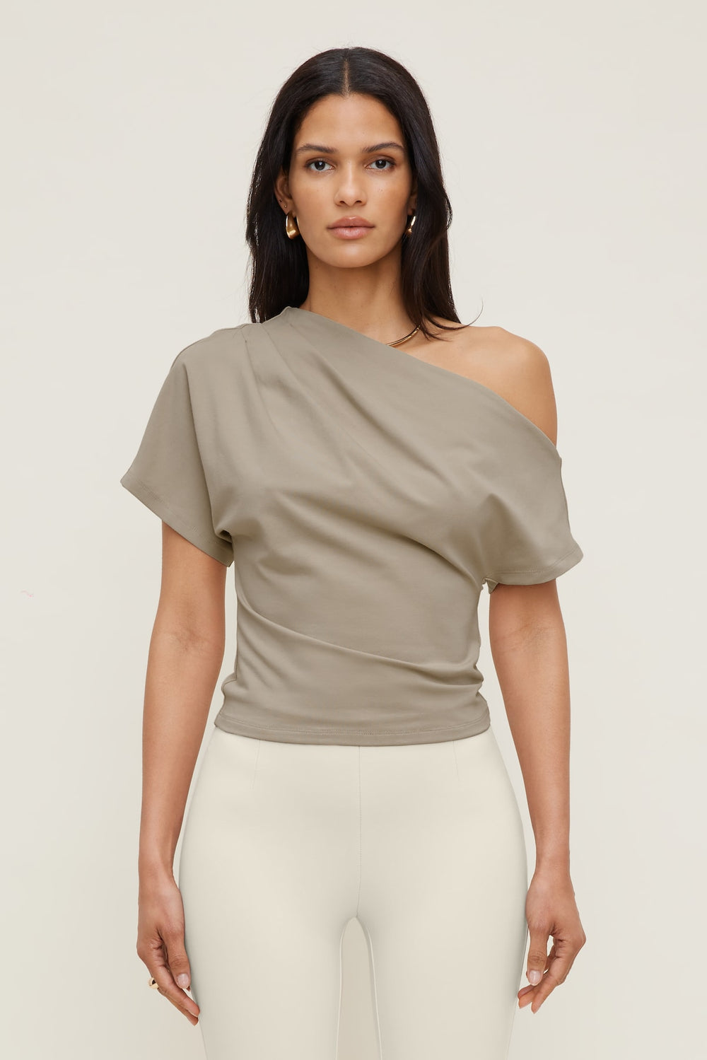 Dynamite On Sale | Alexa Cotton Spandex T Shirt Beige