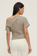Dynamite On Sale | Alexa Cotton Spandex T Shirt Beige