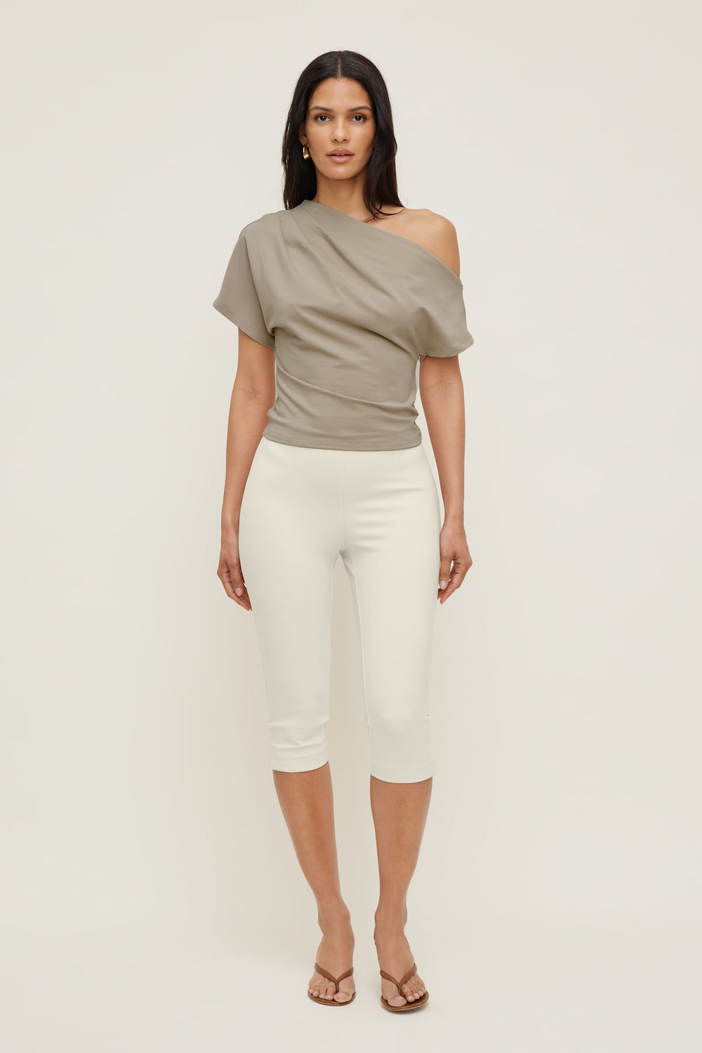 Dynamite On Sale | Alexa Cotton Spandex T Shirt Beige