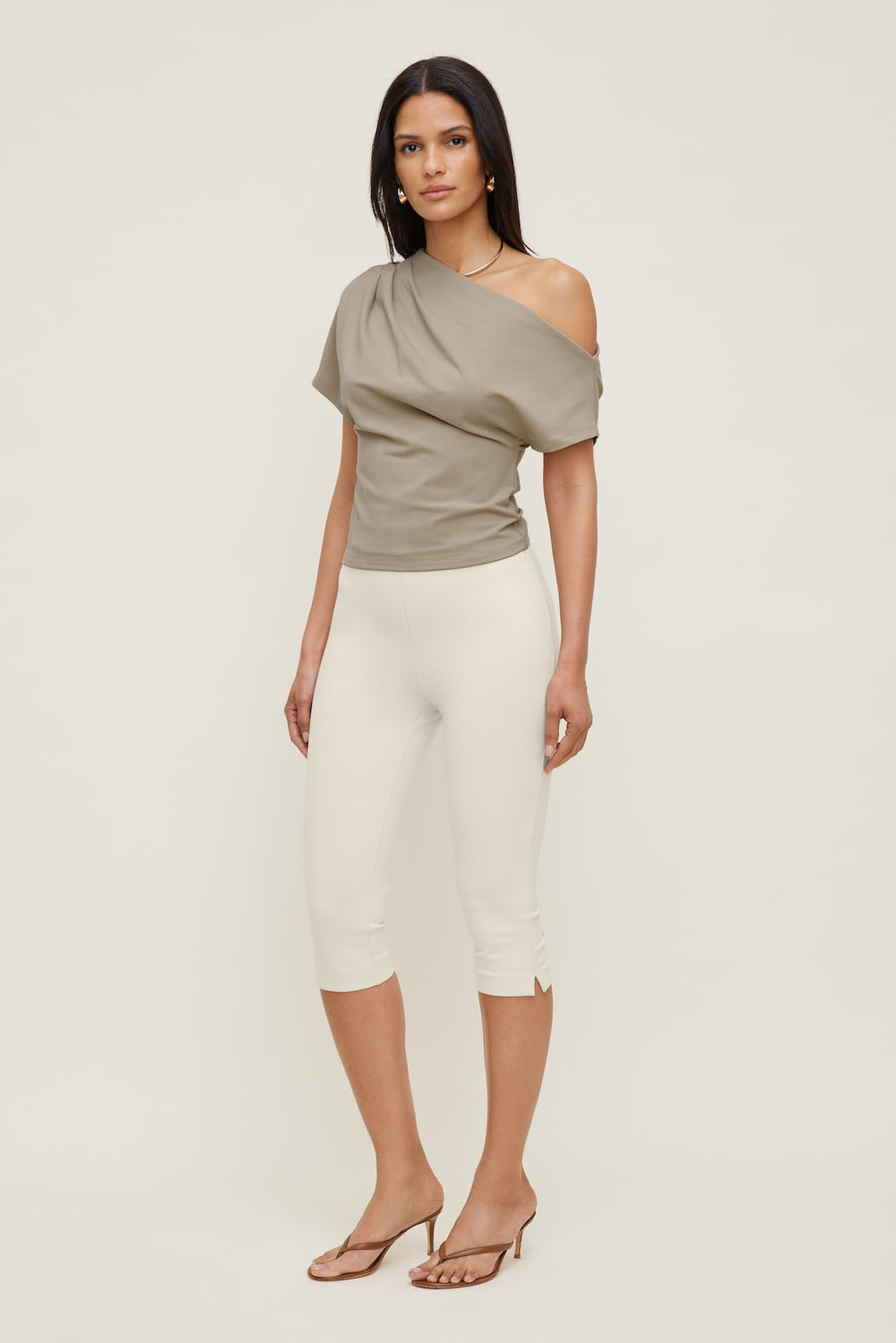 Dynamite On Sale | Alexa Cotton Spandex T Shirt Beige