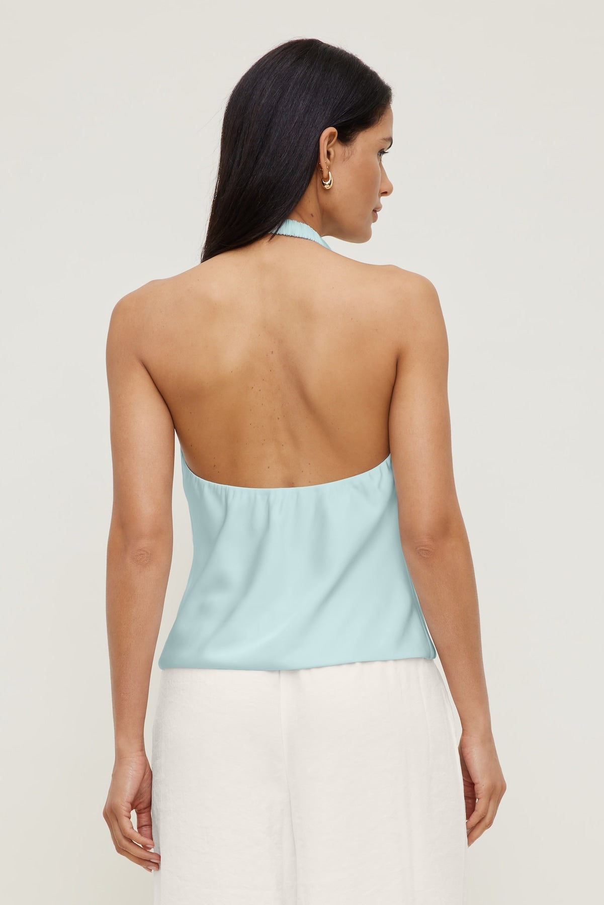 Dynamite Discount | Camila Satin Cowl Halter Neck Blouse Blue