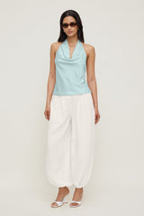 Dynamite Discount | Camila Satin Cowl Halter Neck Blouse Blue