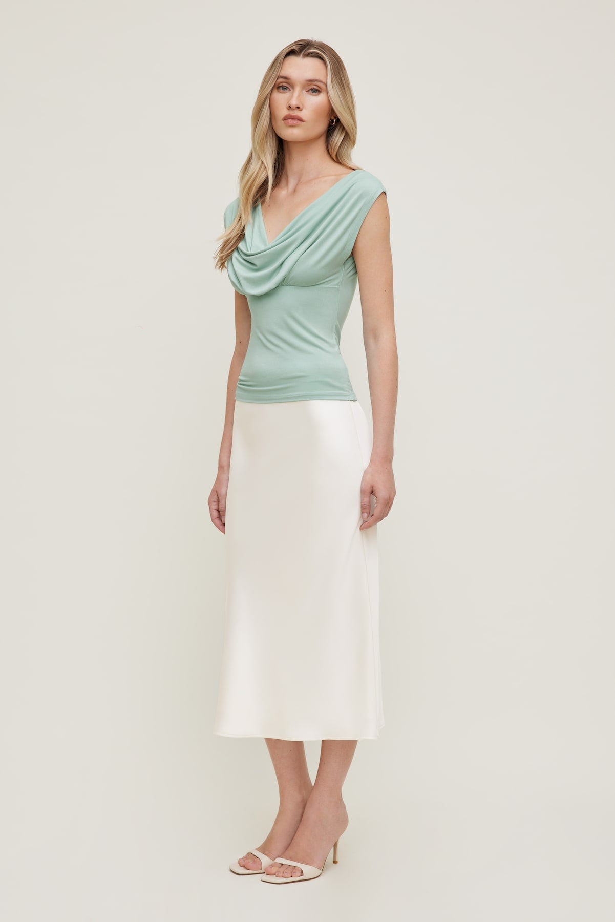 Dynamite Outlets | Draped Scoop Neck Top Blue
