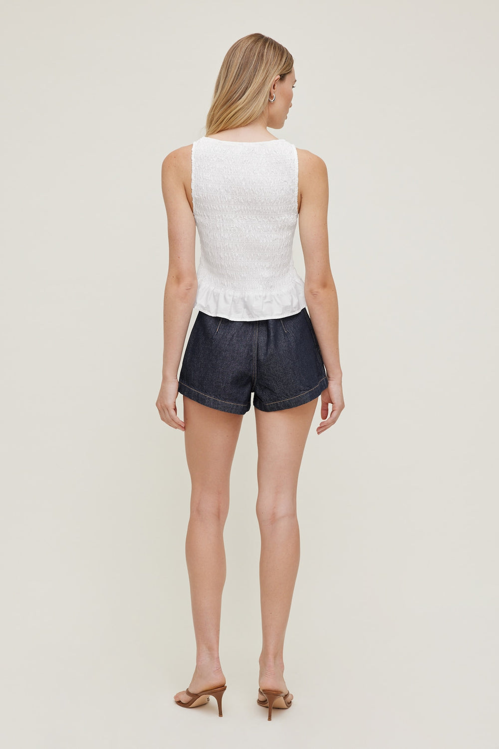 Dynamite US | Shirred Poplin Tank Top White