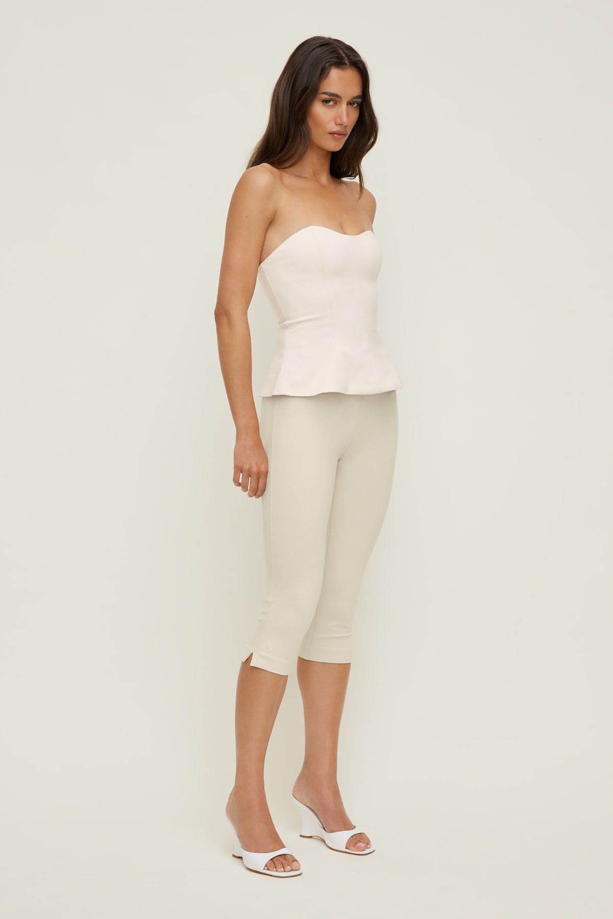 Dynamite On Sale | Peplum Bustier Top Beige