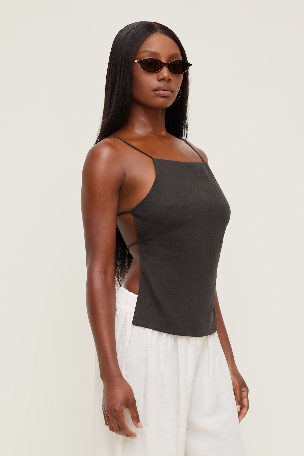 Dynamite Outlet | Linen Apron Top Brown