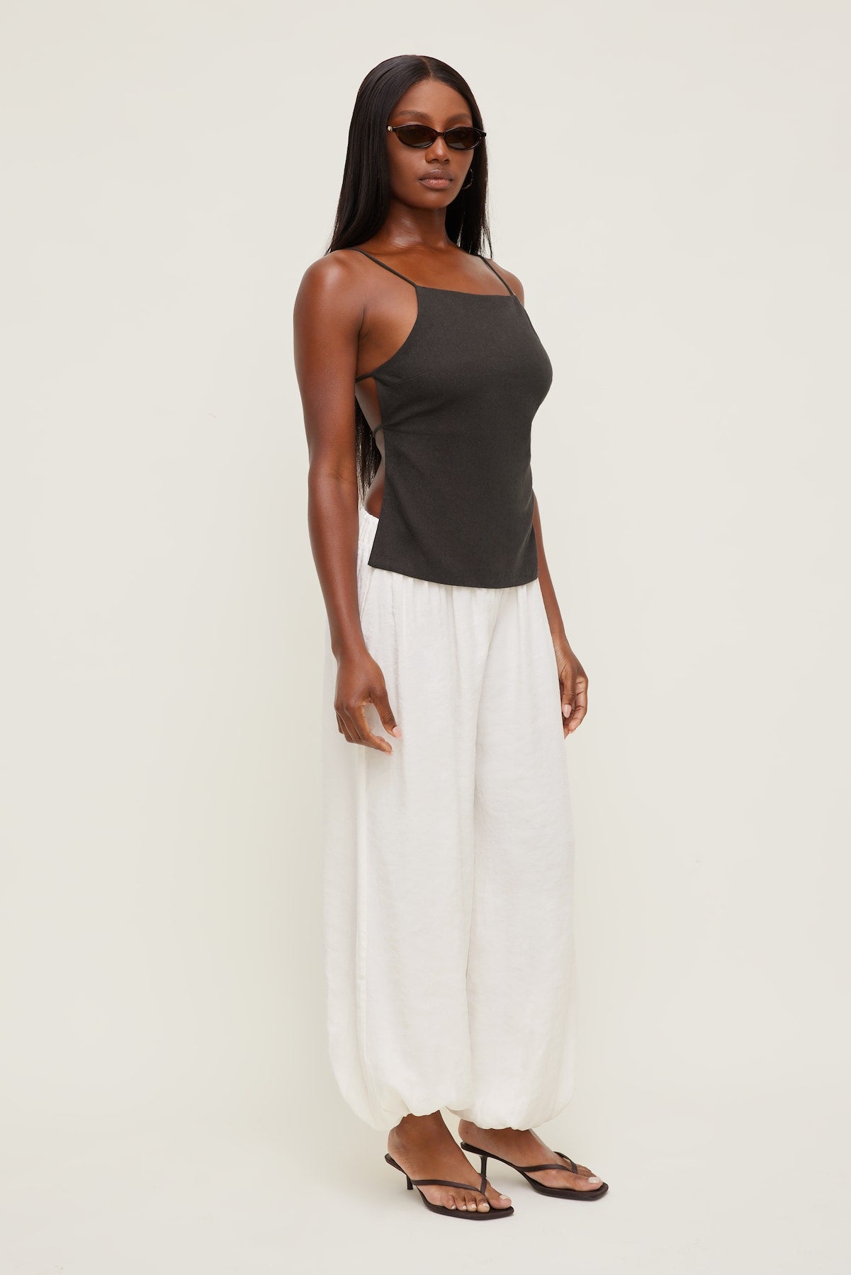 Dynamite Outlet | Linen Apron Top Brown