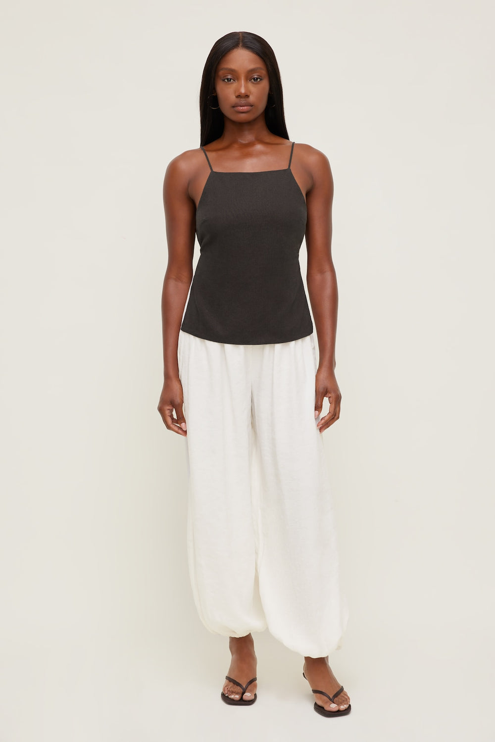 Dynamite Outlet | Linen Apron Top Brown