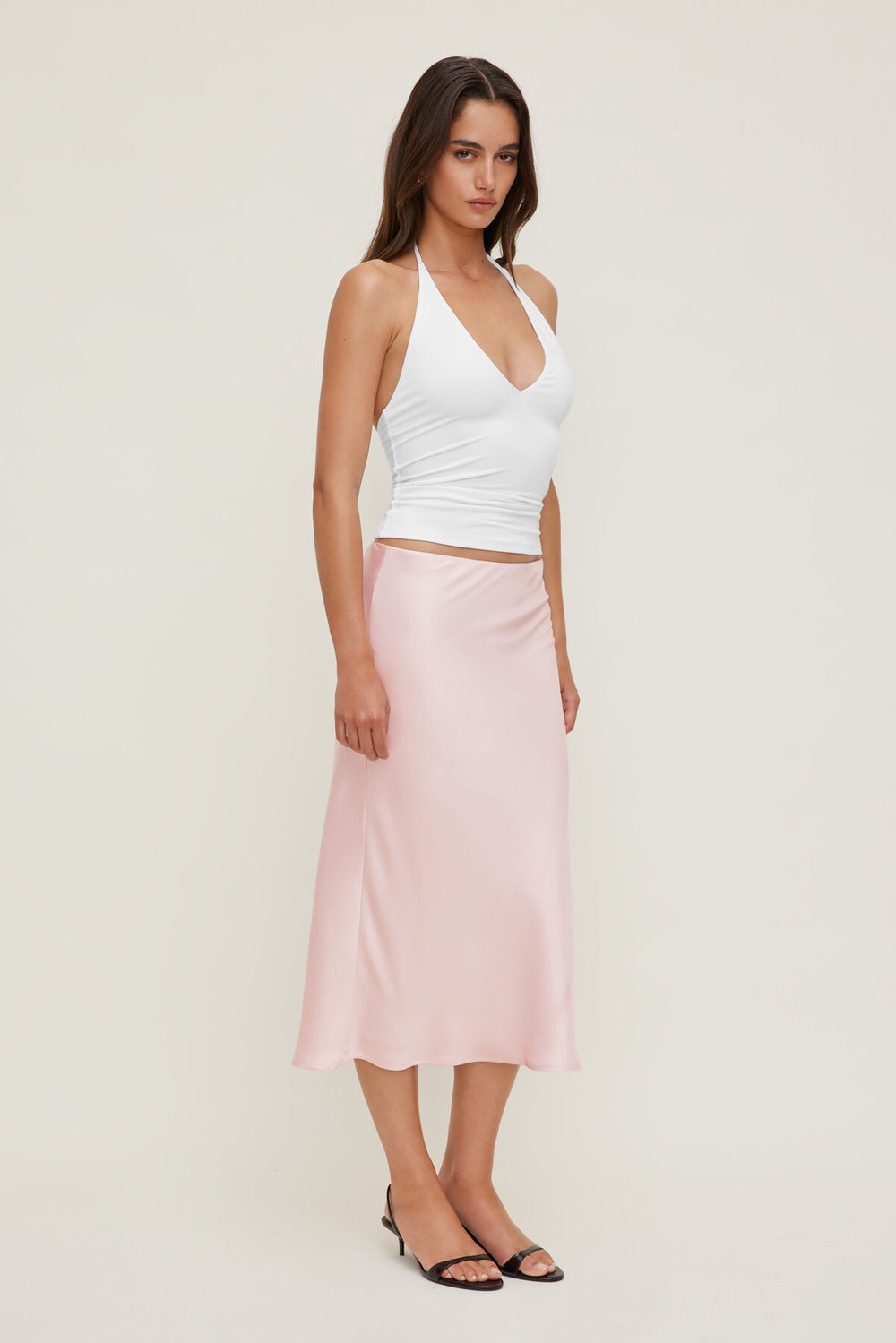 Dynamite On Sale | Sculpt Plunge Halter Top White