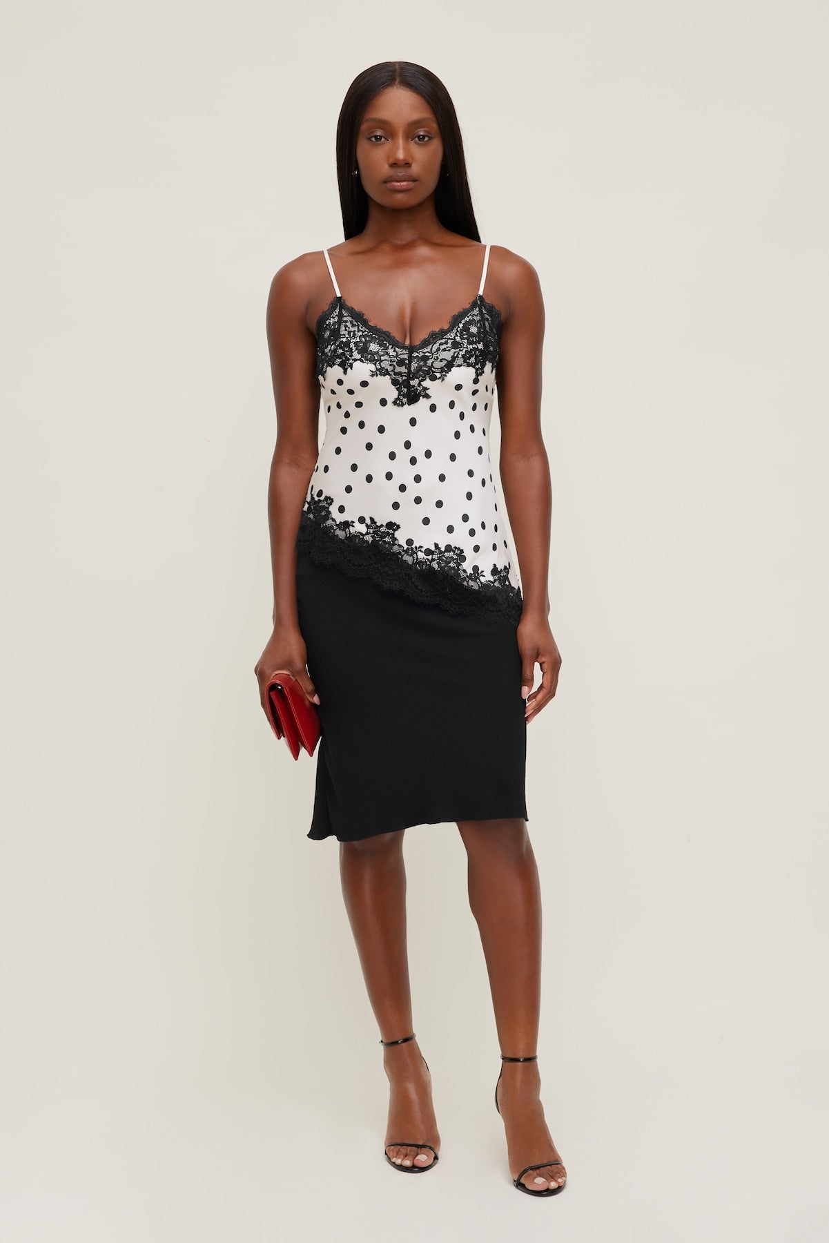 Dynamite Online | Cassie Asymmetric Lace Satin Cami Beige