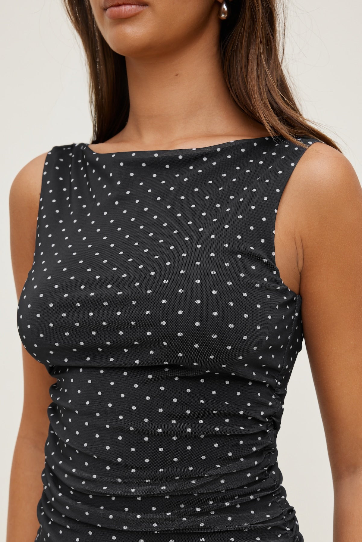 Dynamite Discount | Nola Printed Mesh Tank Top Black
