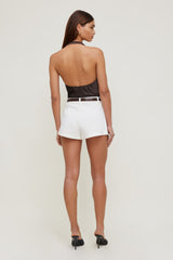 Dynamite Store | Camila Satin Cowl Halter Neck Blouse Brown