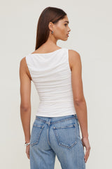 Dynamite US | Ruched Mesh Tank Top White