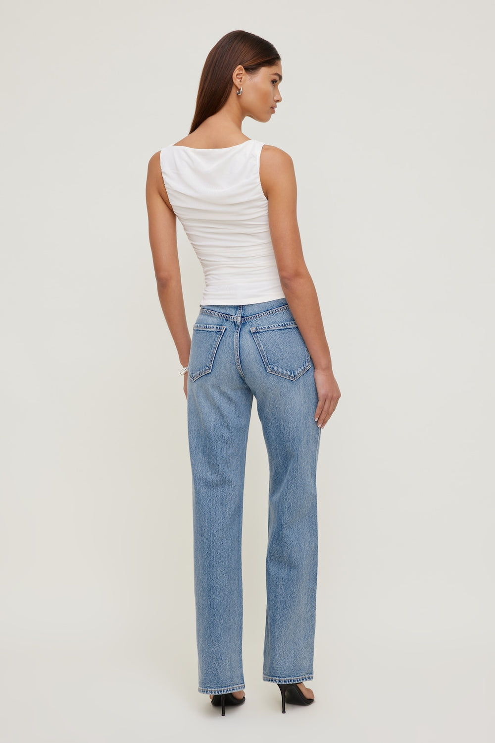 Dynamite US | Ruched Mesh Tank Top White