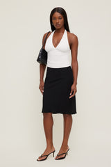 Dynamite Discount | Textured Plunge Halter Top White