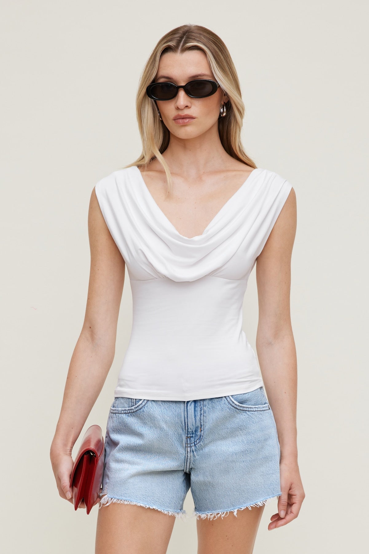 Dynamite Website Shop | Draped Scoop Neck Top White