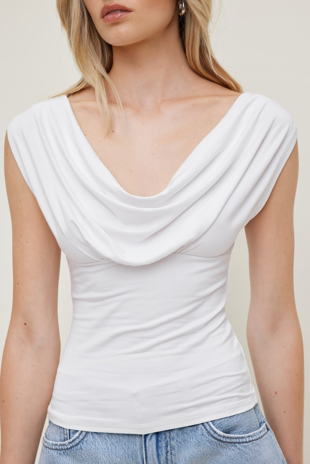 Dynamite Website Shop | Draped Scoop Neck Top White