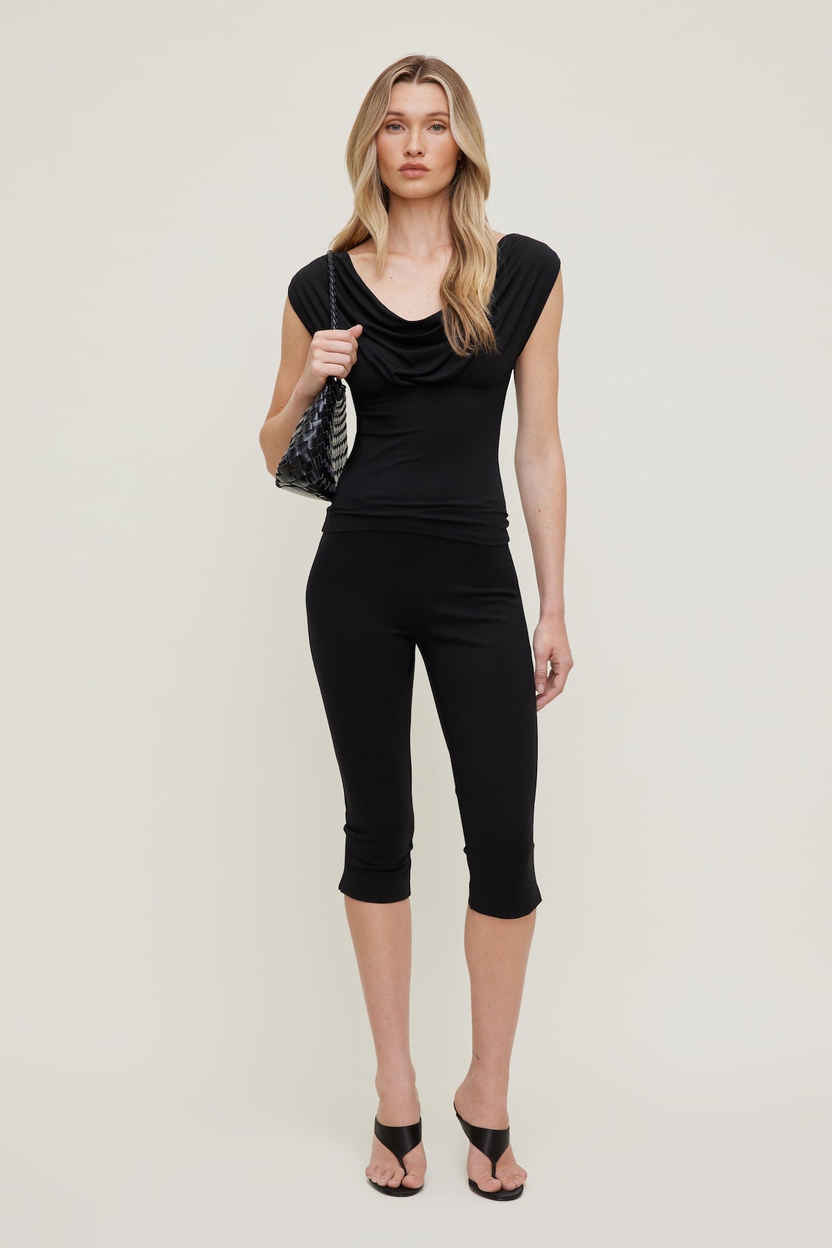 Dynamite Outlets | Draped Scoop Neck Top Black