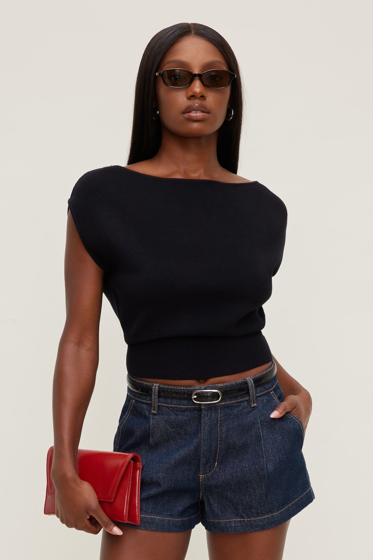 Dynamite US | Aria Boat Neck Sweater  Black