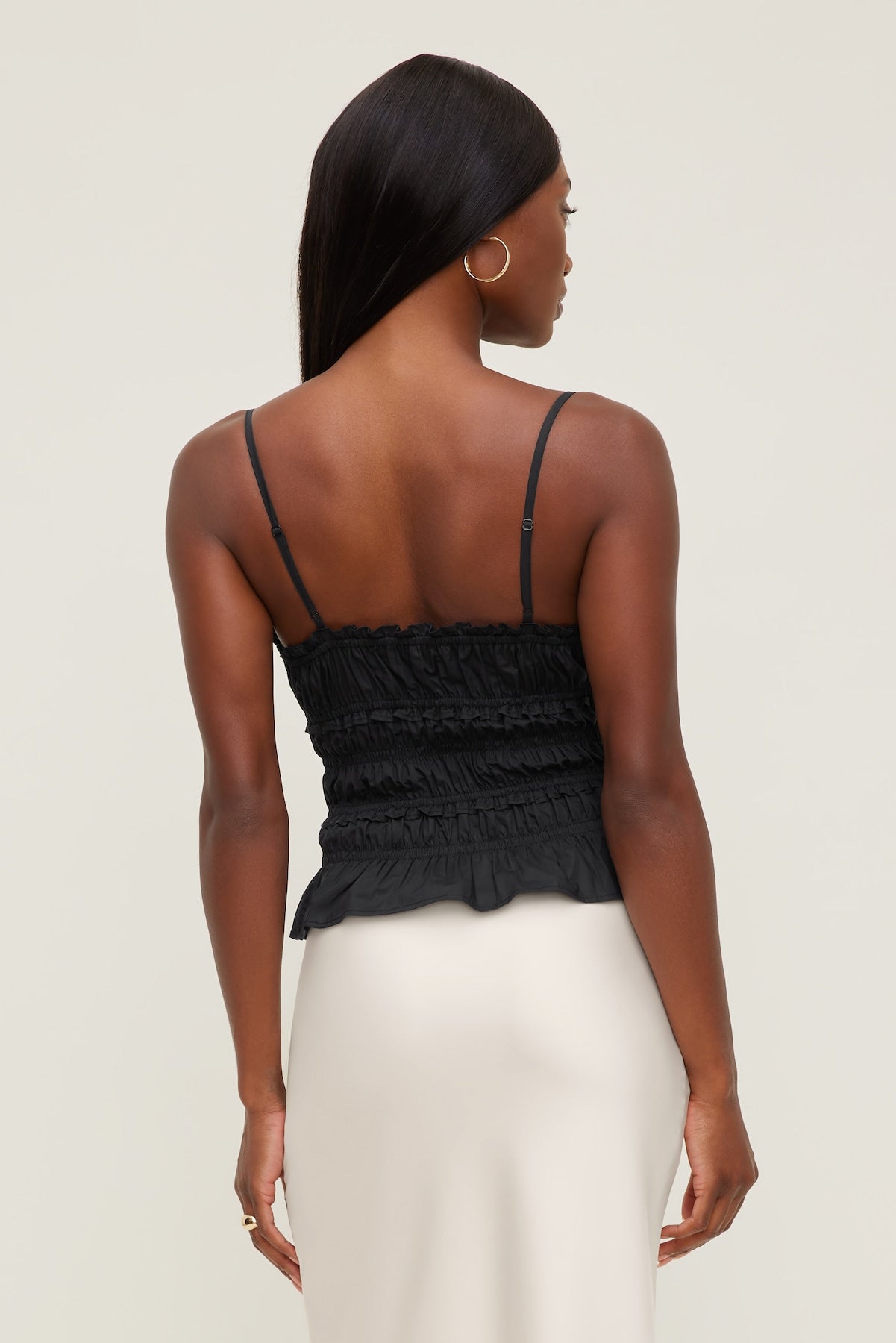 Dynamite Online | Smocked Poplin Cami Top BLACK