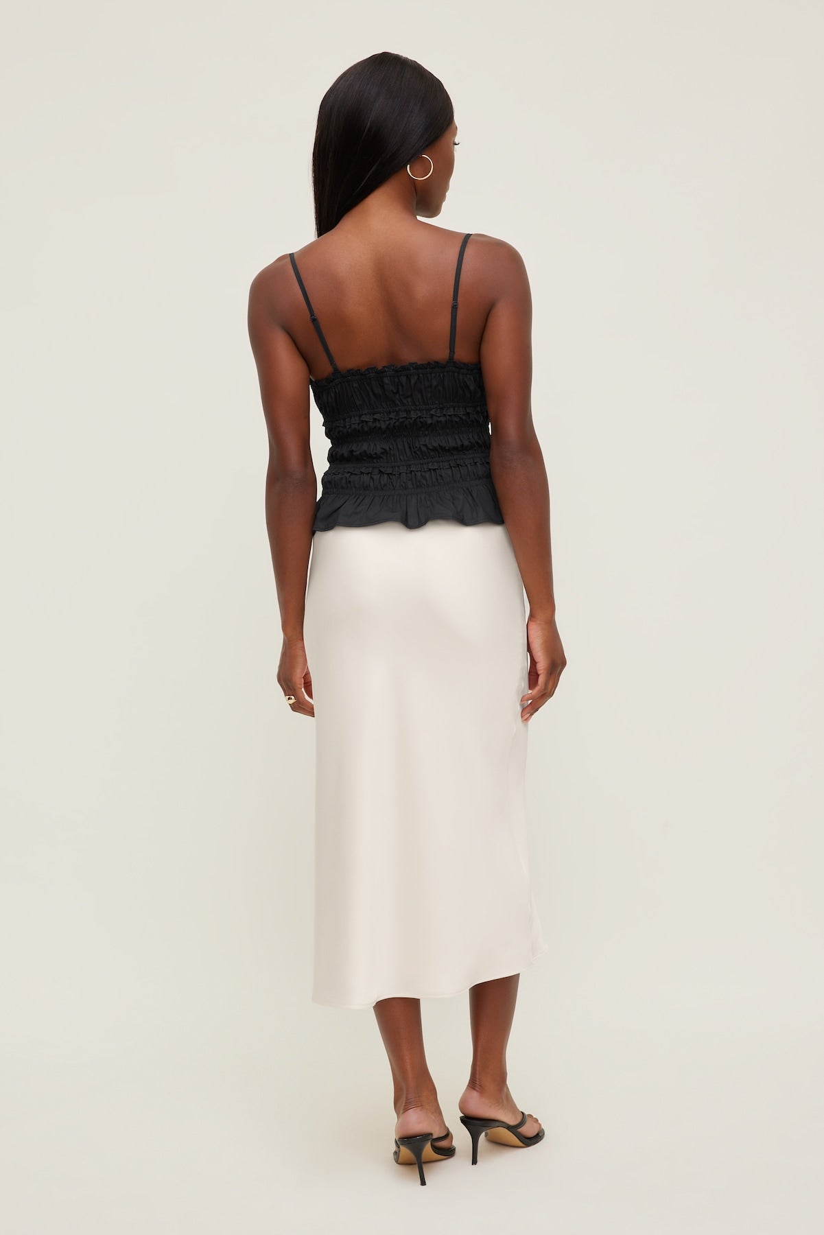 Dynamite Online | Smocked Poplin Cami Top BLACK