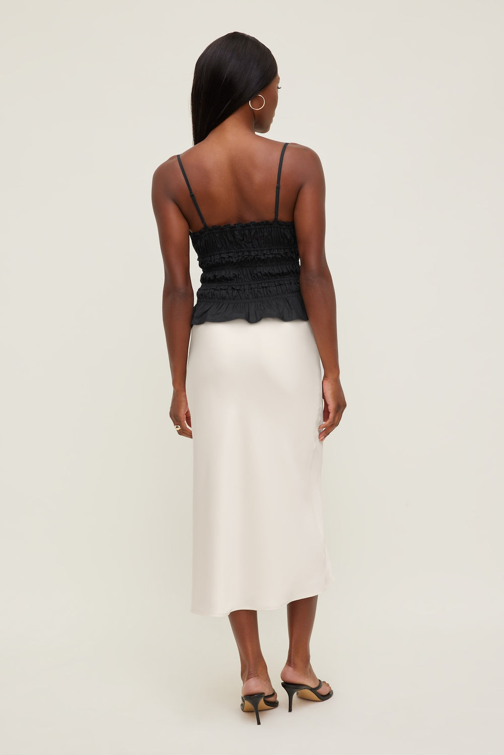 Dynamite Online | Smocked Poplin Cami Top BLACK