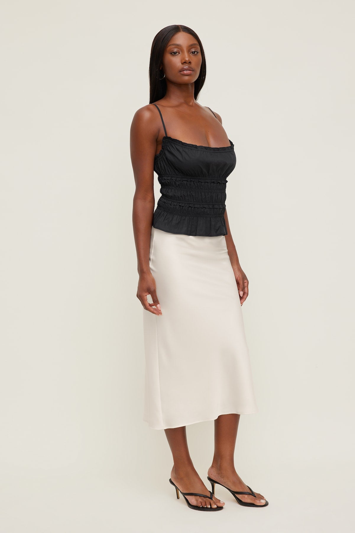 Dynamite Online | Smocked Poplin Cami Top BLACK