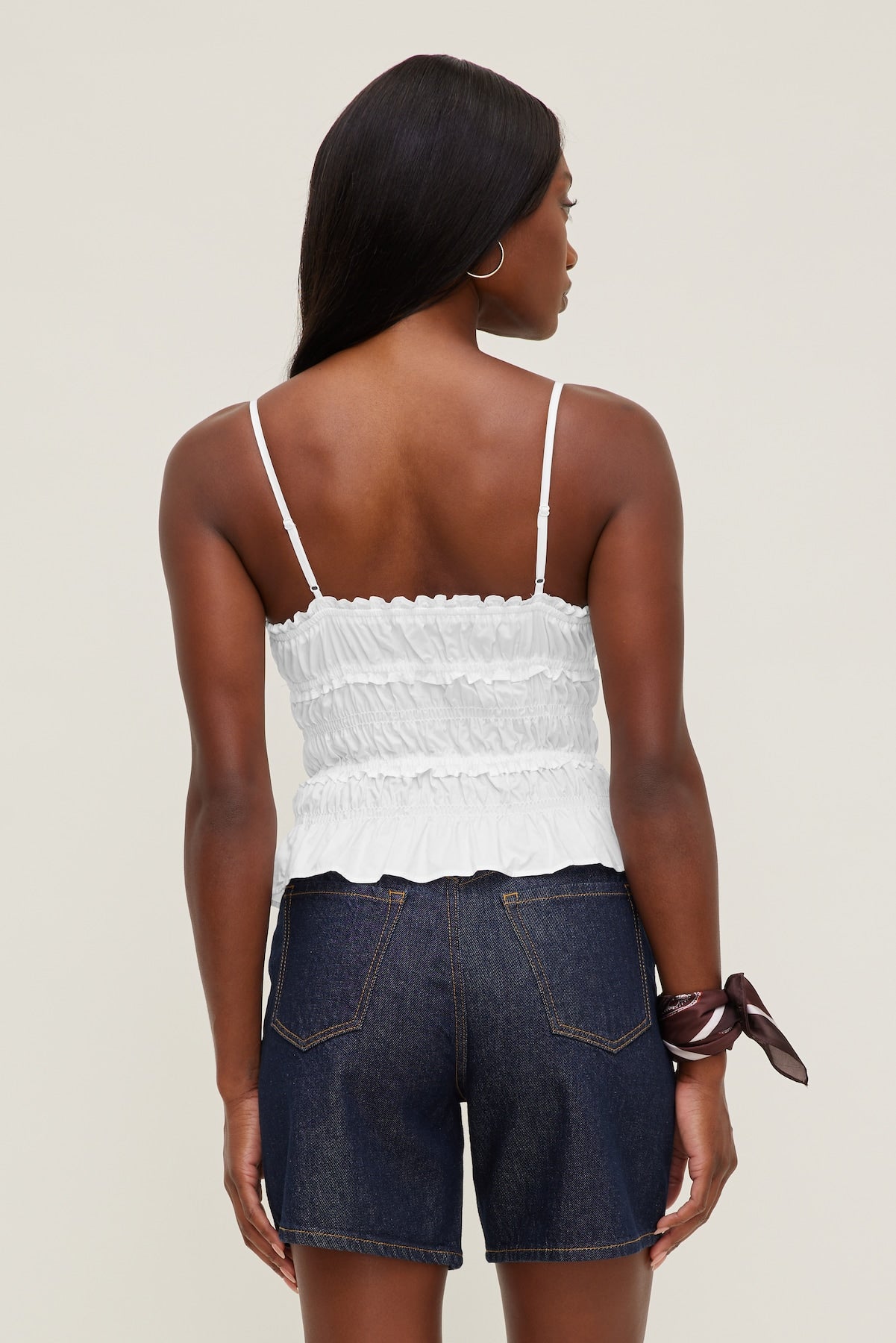 Dynamite Discount | Smocked Poplin Cami Top White