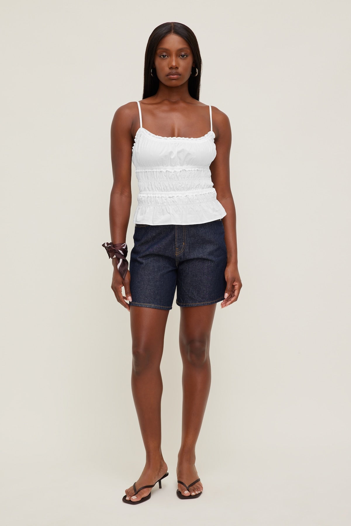 Dynamite Discount | Smocked Poplin Cami Top White