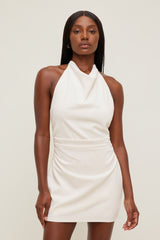 Dynamite Website Shop | Cowl Halter Mini Dress Beige