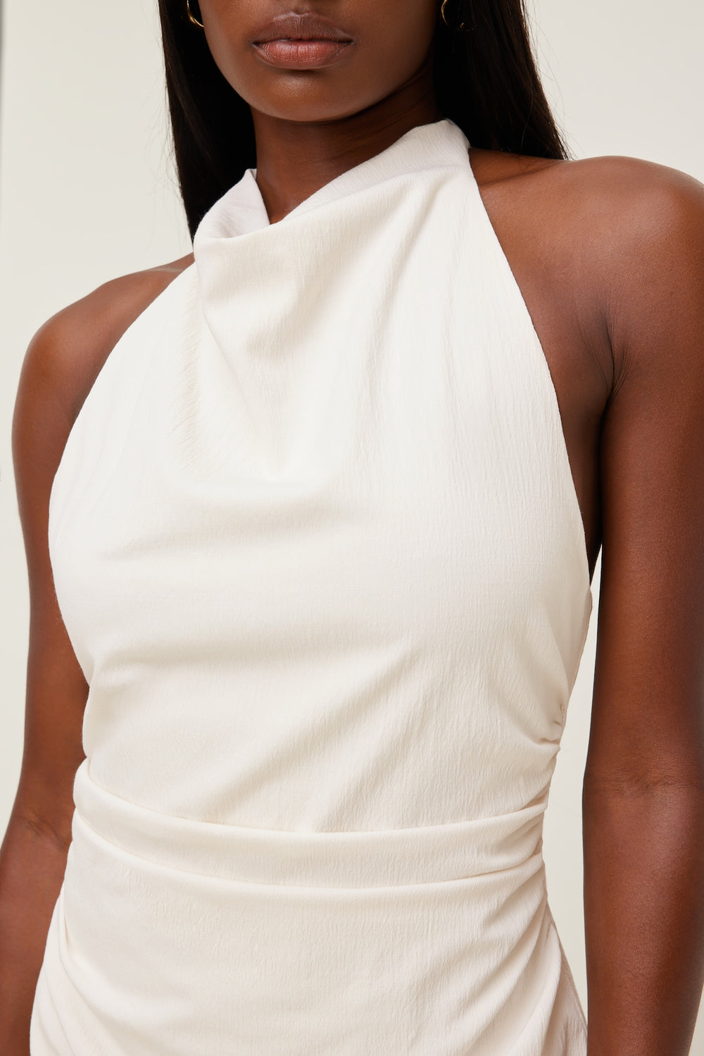Dynamite Website Shop | Cowl Halter Mini Dress Beige