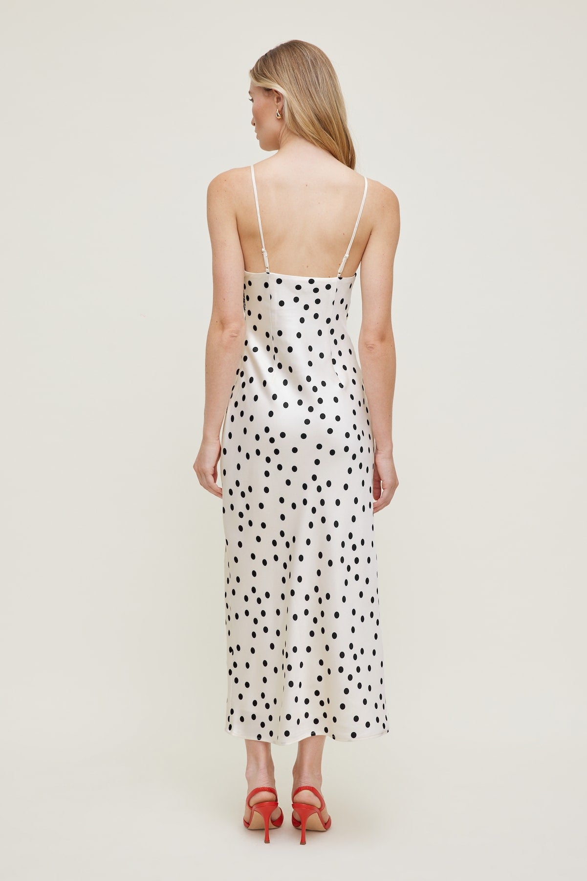 Dynamite Outlets | Lace Trim Satin Midi Dress Beige