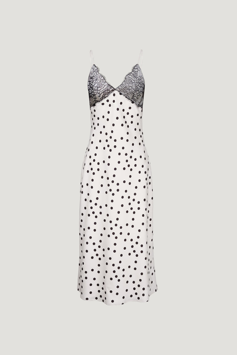 Dynamite Outlets | Lace Trim Satin Midi Dress Beige