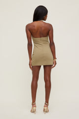 Dynamite US | Cowl Halter Mini Dress Brown