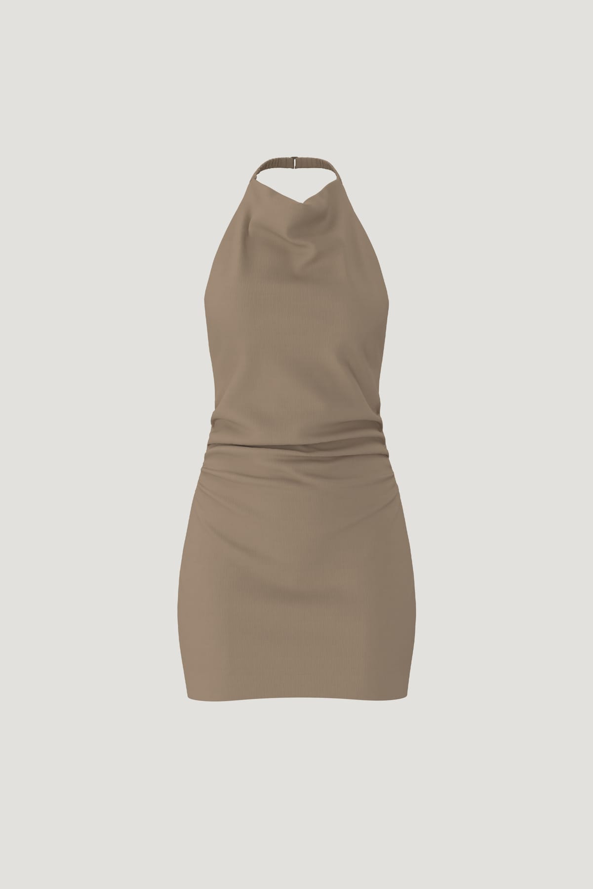 Dynamite US | Cowl Halter Mini Dress Brown